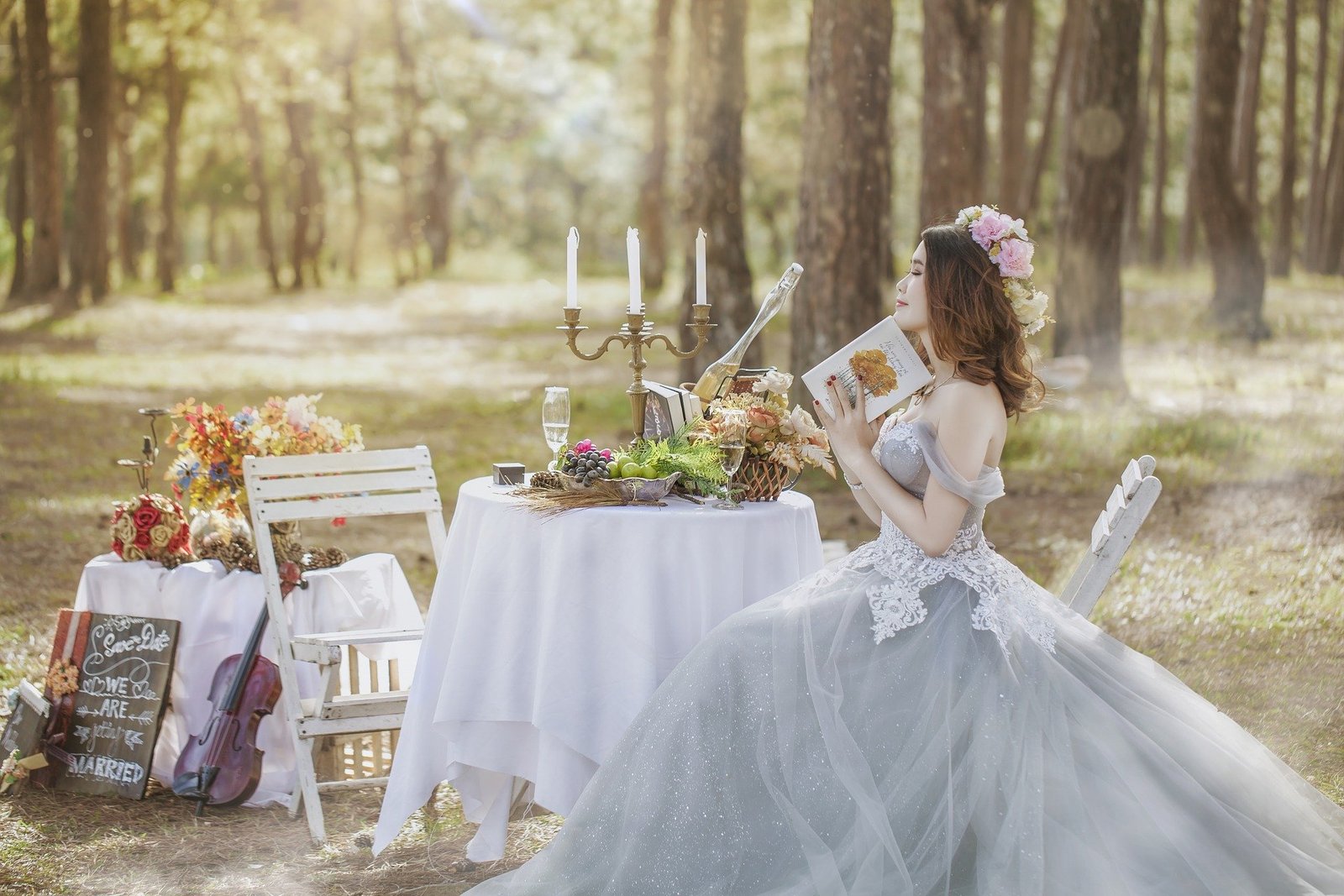 Quinceañera en jardín